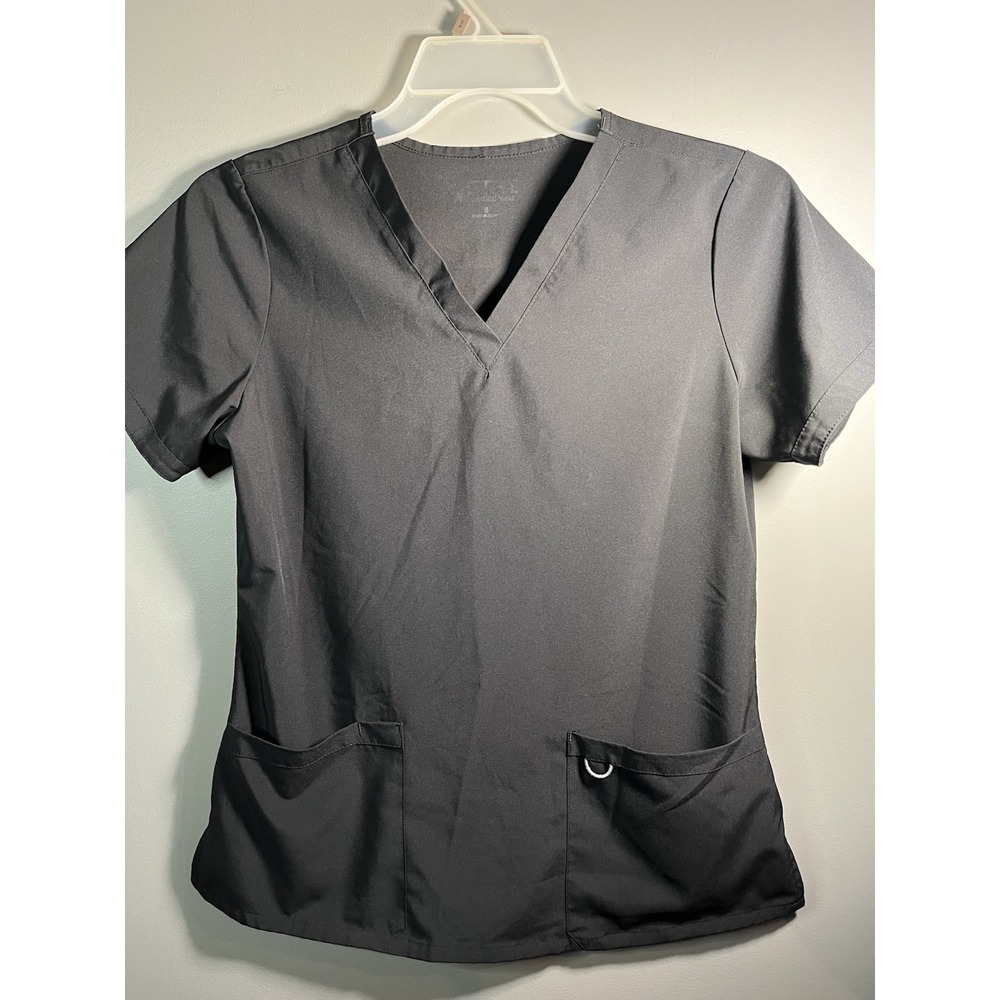 Ladies Black Scrub Top By Stat Medical Sz‎ Small